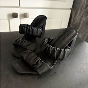 Forever 21 Black Ruched Heeled Sandals